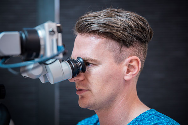 Viktor with microscope